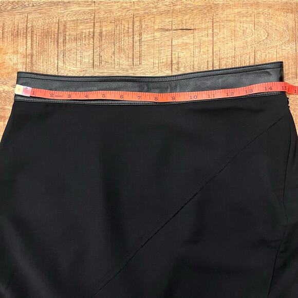 Helmut Lang Twisted Stretch Wool Skirt 6 Midi Grunge Office Siren Leather Waist - Picture 14 of 16